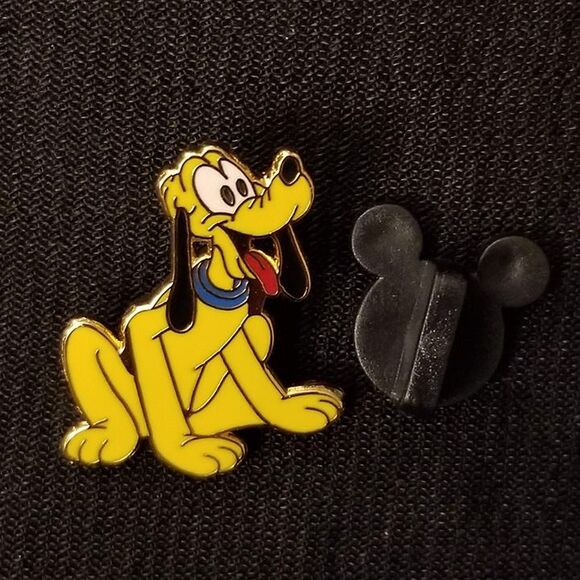 Disney Dogs Pluto Pin Cute Mini Blue Collar Sitting 2002 Happy Smile Dog Vintage - Picture 3 of 11